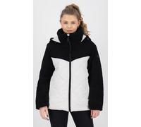 LPO Damen Materialmix Wattierte Steppjacke mit Webpelz - 42 / weiß