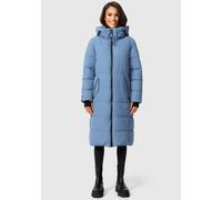 MARIKOO Damen Winterjacke Stepp Winter Jacke gesteppt lang warm Kapuze B989 [B989-Zurar-DustyBlue-Gr.S]