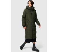 MARIKOO Damen Winterjacke Stepp Winter Jacke gesteppt lang warm Kapuze B989 [B989-Zurar-Dark-Olive-Gr.XXL]