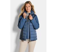 Kurzjacke GOLDNER "Steppjacke mit Ärmeln aus Softshell", Damen, Gr. 46, blau (rauchblau), Obermaterial: 50% Polyamid PA. 47% Polyester PES. 3% Elasthan EL., normal, Jacken Kurzjacke, Mit herausnehmbar