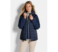 Kurzjacke GOLDNER "Sportive Steppjacke mit Kapuze", Damen, Gr. 46, blau (marine), Obermaterial: 50% Polyamid PA. 47% Polyester PES. 3% Elasthan EL., normal, Jacken Kurzjacke, Mit herausnehmbaren Einsa