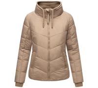 Navahoo Damen Winterjacke aus recyceltem Material warme Steppjacke mit hohem Kragen und auffälligen Kordeln Liebesfee 14 Taupe Grey Gr. XXL