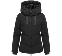 MARIKOO Damen Winterjacke (XS-3XL) - gesteppt, mit fest integrierter Kapuze, 4 Taschen - N078 - Schwarz Größe L - Gr.L
