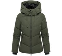 Winterjacke MARIKOO "Kwamee", Damen, Gr. XL, grün (schwarz olive), Obermaterial: 92% Nylon, 8% Elasthan / Innenmaterial: 100% Polyester / Futter & Wattierung: 100% Polyester, Jacken, Schräg gesteppte