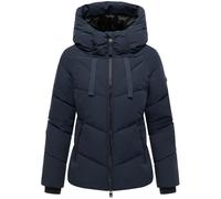 MARIKOO Damen Winterjacke (XS-3XL) - gesteppt, mit fest integrierter Kapuze, 4 Taschen - N078 - Navy Größe L - Gr.L