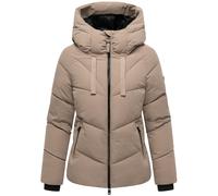 MARIKOO Damen Winterjacke (XS-3XL) - gesteppt, mit fest integrierter Kapuze, 4 Taschen - N078 - TaupeGrey Größe L - Gr.L