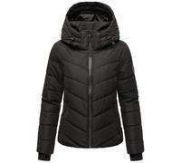 MARIKOO Winterjacke Damen (XS-3XL) - Wasserabweisend, Warm, Kapuze abnehmbar, Winddicht - Steppjacke, Frauen - Stehkragen, 4 Taschen, verlängerter Zipper - Schwarz XL