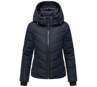 MARIKOO Winterjacke Damen (XS-3XL) - Wasserabweisend, Warm, Kapuze abnehmbar, Winddicht - Steppjacke, Frauen - Stehkragen, 4 Taschen, verlängerter Zipper - Navy XL