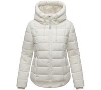 MARIKOO Damen Winterjacke (XS-XXL) - gesteppt, mit Kapuze, hochschließender Kragen - N098 - Offwhite Größe L - Gr.L