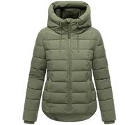 MARIKOO Damen Winterjacke (XS-XXL) - gesteppt, mit Kapuze, hochschließender Kragen - N098 - OliveLeaf Größe M - Gr.M