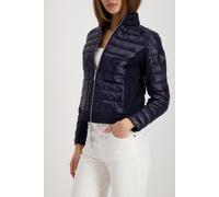 Steppjacke MONARI "Jacke Stepp + Neopren", Damen, Gr. 36, marine, Jacken Steppjacke, Neopren-Details, Regular Fit, Linker Ärmel mit Patch (34966405-36) marine