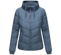 Navahoo Damen Winterjackel warme Steppjacke mit hohem Kragen und auffälligen Kordeln Liebesfee 14 Dusty Blue Gr. M
