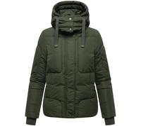 Navahoo Damen Winterjacke warme Steppjacke mit warmem Fleece-Futter und Abnehmbarer Kapuze Zauberlicht 14 Dark Olive Gr. 3XL