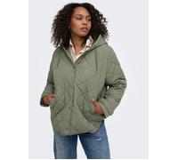 Steppjacke ONLY CARMAKOMA "CARJULIET QUILTED HOOD JACKET NOOS", Damen, Gr. L, grün (smokey olive), Web, Obermaterial: 100% Polyester, unifarben, normal Po-bedeckend, mit Druckknöpfen, Jacken Steppjack