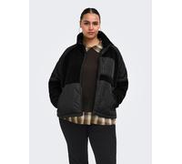 Steppjacke ONLY CARMAKOMA "CAROHIO QUILT MIX FLEECE SHORT OTW", Damen, Gr. M, schwarz, Plüsch;Steppware, Obermaterial: 100% Polyester, unifarben, normal, Jacken Steppjacke, Materialmix: Stepp und Tedd