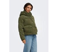 Steppjacke ONLY "ONLZAHARA CORDUROY PUFFER CC OTW", Damen, Gr. XL, grün (burnt olive), Steppware, Obermaterial: 100% Polyester, unifarben, normal, Jacken Steppjacke, Kunstfaser (20147326-XL) burnt oli