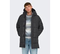 Steppjacke ONLY & SONS "ONSCARL LIFE LONG QUILTED COAT NOOS OTW", Damen, Gr. S, grau pinstripe, Web, Obermaterial: 100% Polyester, unifarben, regular fit, Jacken Steppjacke (51835529-S) grau pinstripe