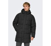 Steppjacke ONLY & SONS "ONSCARL LIFE LONG QUILTED COAT NOOS OTW", Herren, Gr. S, schwarz, Web, Obermaterial: 100% Polyester, unifarben, regular fit, Jacken Steppjacke (53966066-S) schwarz
