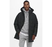 Steppjacke ONLY & SONS "ONSCARL LIFE LONG QUILTED COAT NOOS OTW", Herren, Gr. XL, schwarz, Web, Obermaterial: 100% Polyester, unifarben, regular fit, Jacken Steppjacke (53966066-XL) schwarz