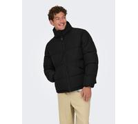 Steppjacke ONLY & SONS "ONSPACK LIFE PUFFER JACKET OTW", Herren, Gr. M, schwarz, Web, Obermaterial: 100% Polyester, unifarben, regular fit normal, hoch geschlossener Ausschnitt, Jacken (87832523-M) sc