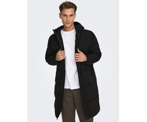 Steppjacke ONLY & SONS "ONSSEUL LONG PUFFER OTW", Herren, Gr. M, schwarz, Web, Obermaterial: 100% Polyester, unifarben, Bündchen, Jacken Steppjacke (29777938-M) schwarz