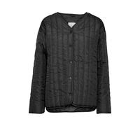 OXMO OXSaggy Damen Steppjacke Übergangsjacke Jacke mit Druckknöpfen V-Ausschnitt Oversize Fit leicht gefüttert, Größe:M, Farbe:Black (194007)