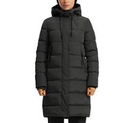 Steppjacke QS, Damen, Gr. XL, schwarz, Steppware, Obermaterial: 100% Polyester. Futter: 100% Polyester, unifarben, gerade kniebedeckend, Rundhals, Flachstrickbündchen, Jacken, lang, mit Kapuze (932456