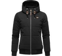 Ragwear Damen Winter Steppjacke wasserdicht (Wasseräule 8.000mm) mit Kapuze Nuggys Solid Black Gr. L