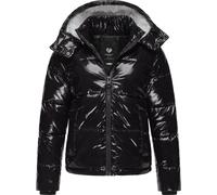 Ragwear Shiny Damen Winterjacke warm aus glänzendem Material mit (Abnehmbarer) Kapuze Roobie YOUMODO Black Gr. L