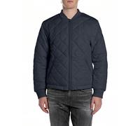 Steppjacke REPLAY, Herren, Gr. L, schwarz navy, Web, Obermaterial: 72% Polyester, 28% Polyamid. Futter: 100% Polyester. Wattierung: 100% Polyester, unifarben, regular fit normal, Rippbündchen, Jacken 
