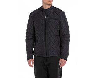 Steppjacke REPLAY "Saber Mid", Herren, Gr. L, blau (tiefblau), Obermaterial: 100% Polyester, unifarben, normal, mit Reißverschluss, Jacken Steppjacke, mit kurzem Stehkragen (92803569-L) tiefblau