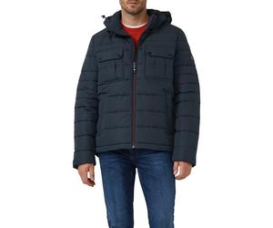 Steppjacke S.OLIVER, Herren, Gr. M, blau (navy), Steppware, Obermaterial: 100% Polyester, unifarben, normal hüftbedeckend, Rundhals, Flachstrickbündchen, Jacken Steppjacke, mit Kapuze und Kordelzug (5