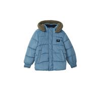 Steppjacke S.OLIVER JUNIOR, Herren, Gr. 128, mid blau, Steppware, Obermaterial: 100% Polyester. Futter: 100% Polyester, unifarben, bequem, Rundhals, Bündchen, Jacken Steppjacke, mit Teddyplüsch-Kapuze
