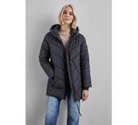 Steppjacke STREET ONE, Damen, Gr. 36, blau (gravity blau), Stoff, 100% Polyester, unifarben, casual, gerade hüftbedeckend, ohne Ausschnitt, Langarm Bündchen, Jacken, mit Kapuze mit Tunnelzugband (9506