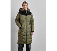 Steppjacke STREET ONE, Damen, Gr. 40, grün (winter moss grün), Stoff, 100% Polyester, unifarben, normal knielang, ohne Ausschnitt, Bündchen, Jacken Steppjacke, mit Kapuze (22952250-40) winter moss grü