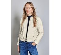 Steppjacke STREET ONE, Damen, Gr. 44, beige (soft beige), Stoff, Obermaterial: 90% Viskose, 10% Polyester; Futter: 80% Polyester, 20% Baumwolle, unifarben, casual, normal normal, Rundhals, Langarm Bün