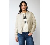 Steppjacke STREET ONE STUDIO, Damen, Gr. 44, beige (powder beige), Stoff, Obermaterial: 100% Polyester. Futter: 100% Polyester. Füllung: 100% Polyester, unifarben, comfort fit normal, Rundhals, abgest