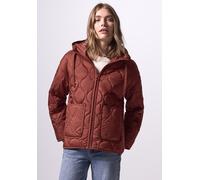 Steppjacke STREET ONE STUDIO, Damen, Gr. 46, rot (cherry braun), Stoff, Obermaterial, Futter und Füllung: 100% Polyester, gemustert, oversize normal, ohne Ausschnitt, Bündchen, Jacken, mit Kapuze (946
