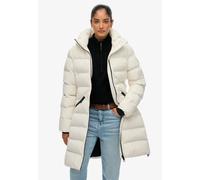 Steppjacke SUPERDRY "CITY MID PADDED JACKET", Damen, Gr. L, weiß (sanftes weiß), Steppware, Obermaterial: 100% Polyester, unifarben, relaxed fit Po-bedeckend, Jacken Steppjacke, Kunstfaser, relaxed fi