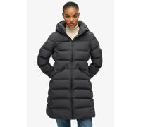 Steppjacke SUPERDRY "CITY MID PADDED JACKET", Damen, Gr. XXL, ebony, Steppware, Obermaterial: 100% Polyester, unifarben, relaxed fit Po-bedeckend, Jacken Steppjacke, Kunstfaser, relaxed fit (59016815-