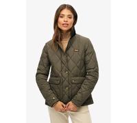 Steppjacke SUPERDRY "CORD TRIMMED LINER JACKET", Damen, Gr. M, army khaki, Web, Obermaterial: 100% Polyester, unifarben, slim fit, Jacken Steppjacke, Slim Fit, mit Blusenkragen, aus Polyester (2289095