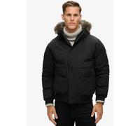 Steppjacke SUPERDRY "EVEREST FAUX FUR BOMBER JACKET", Herren, Gr. S, schwarz (jet schwarz), Web, Obermaterial: 100% Polyester, unifarben, relaxed fit, Jacken Steppjacke, mit lockerer Passform, unifarb