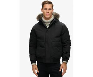 Steppjacke SUPERDRY "EVEREST FAUX FUR BOMBER JACKET", Herren, Gr. XL, schwarz (jet schwarz), Web, Obermaterial: 100% Polyester, unifarben, relaxed fit, Jacken Steppjacke, mit lockerer Passform, unifar