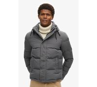 Steppjacke SUPERDRY "Everest Hooded Puffer Jacket", Damen, Gr. L, schwarz (charcoal), Web, Obermaterial: 100% Polyester, unifarben, loose fit, Jacken Steppjacke (36545746-L) charcoal