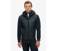 Steppjacke SUPERDRY "HOOD STORM FLEECE HYBRID JKT", Herren, Gr. S, blau (eclipse navy), Web, Obermaterial: 100% Polyester, unifarben, slim fit, Jacken (61179254-S) eclipse navy