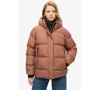 Steppjacke SUPERDRY "HOODED 5 BAFFLE SPORTS PUFFER", Damen, Gr. M, braun (nutmeg spice braun), Web, Obermaterial: 100% Polyester, unifarben, relaxed fit, Jacken Steppjacke (19082218-M)