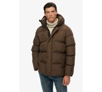 Steppjacke SUPERDRY "HOODED 5 BAFFLE SPORTS PUFFER", Herren, Gr. XL, slate braun, Web, Obermaterial: 100% Polyester, unifarben, relaxed fit, Jacken Steppjacke (25396632-XL) slate braun