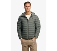 Steppjacke SUPERDRY "Hooded Fuji Lite Jacket", Herren, Gr. 3XL, grau (biker grau), Steppware, Obermaterial: 100% Nylon, unifarben, hüftlang, Jacken Steppjacke, slim fit Form, mit Kapuze (63948300-XXXL