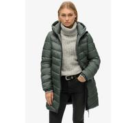 Steppjacke SUPERDRY "HOODED FUJI MID PADDED JACKET", Damen, Gr. M, blau (stormy weather blau), Web, Obermaterial: 100% Polyester, unifarben, slim fit, Jacken Steppjacke (77552412-M)