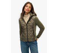 Steppjacke SUPERDRY "HOODED HERITAGE STORM JACKET", Damen, Gr. S, grün (dusty olive grün), Steppware, Obermaterial: 100% Polyester, unifarben mit Farbeinsatz, slim fit, Jacken Steppjacke (42093158-S)